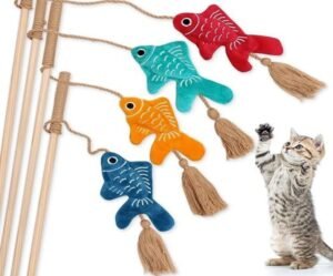 gatos2 Caña de pescar con borlas, diseño de peces